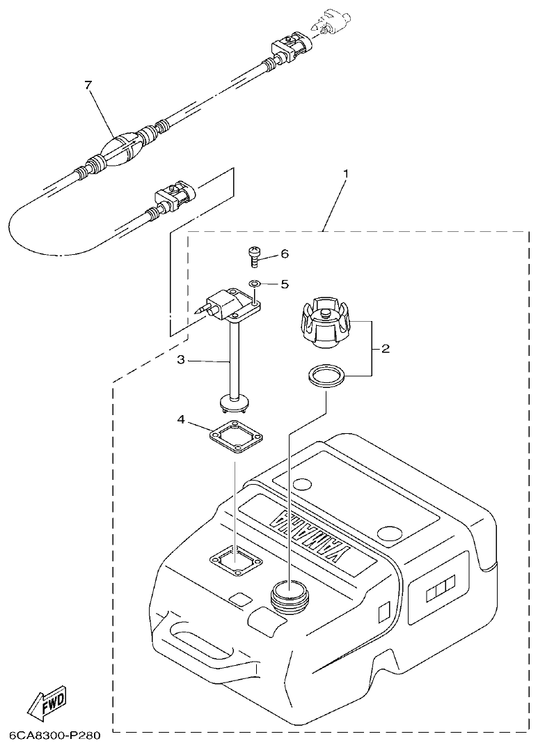 Yamaha F50DET, FT50CET FUEL TANK 2 parts diagram